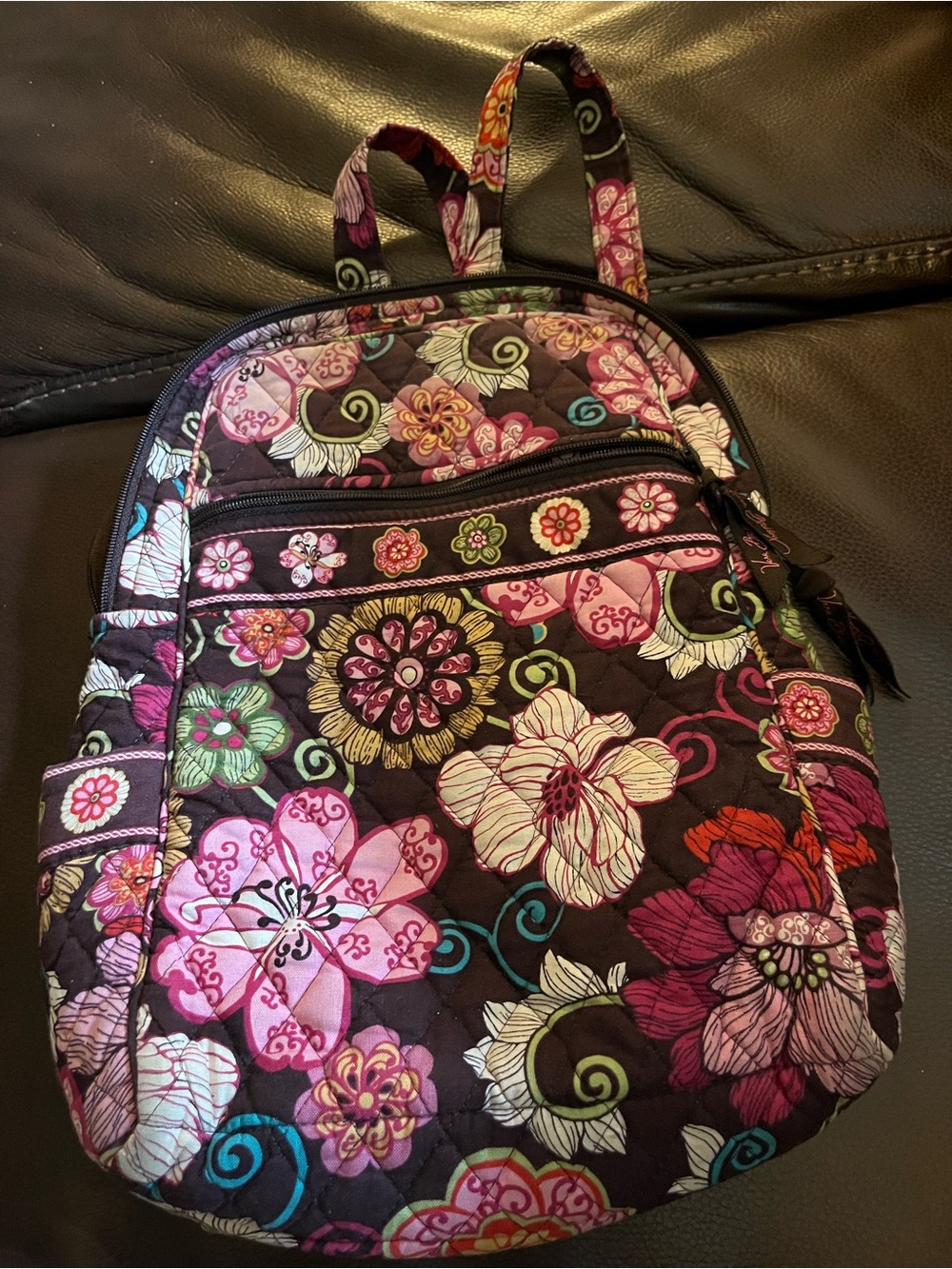 Excellent Retired Print Vera Bradley Small Bookbag Mod Floral Pink